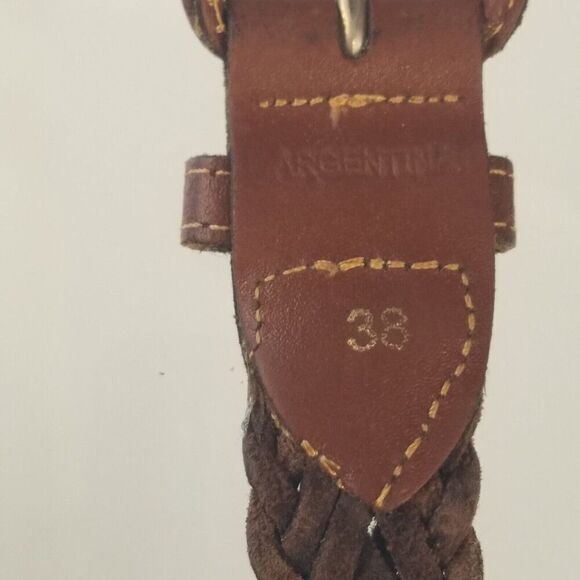 Brown Braided Leather Belt Mens Size 38 Made In Argentina - Picture 4 of 4